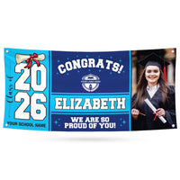 Personalized Graduation Banner 2026 With Photo, High School, College, University, Class of 2026, Graduation Vinyl Banner With Metal Grommets