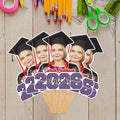 Custom Face Fans With Wooden Handle, Graduation Head, Grad Face Fans, Class of 2026 Head Fans, Graduation Faces on a Stick