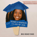 Custom Face Fans With Wooden Handle, Graduation Head, Grad Face Fans, Class of 2026 Head Fans, Graduation Faces on a Stick
