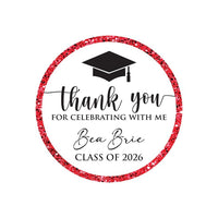 Personalized Graduation 2026 Stickers, Custom Class of 2026 Stickers, 2026 Graduation Labels, Round Graduation Party Favors, Gift Sticker