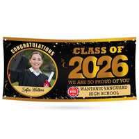 Graduation 2026 Personalized Banner Sign With Photo - 13 Oz Heavy Duty Waterproof Class of 2026