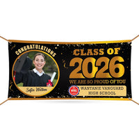 Graduation 2026 Personalized Banner Sign With Photo - 13 Oz Heavy Duty Waterproof Class of 2026