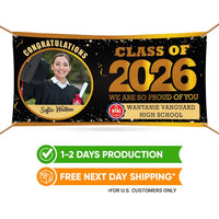 Graduation 2026 Personalized Banner Sign With Photo - 13 Oz Heavy Duty Waterproof Class of 2026