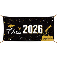 Class of 2026 Banner Sign - 13 Oz Heavy Duty Waterproof Graduation Party Decorations, 2026 Congrats Grade Vinyl Banner With Metal Grommets