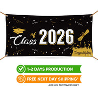 Class of 2026 Banner Sign - 13 Oz Heavy Duty Waterproof Graduation Party Decorations, 2026 Congrats Grade Vinyl Banner With Metal Grommets