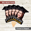 Custom Face Fans With Wooden Handle, Graduation Head, Grad Face Fans, Class of 2026 Head Fans, Graduation Faces on a Stick