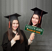 Custom Face Fans With Wooden Handle, Graduation Head, Grad Face Fans, Class of 2026 Head Fans, Graduation Faces on a Stick