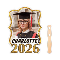 Custom Face Fans With Wooden Handle, Graduation Head, Grad Face Fans, Class of 2026 Head Fans, Graduation Faces on a Stick