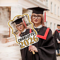 Custom Face Fans With Wooden Handle, Graduation Head, Grad Face Fans, Class of 2026 Head Fans, Graduation Faces on a Stick
