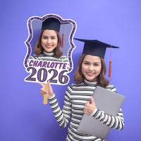 Custom Face Fans With Wooden Handle, Graduation Head, Grad Face Fans, Class of 2026 Head Fans, Graduation Faces on a Stick