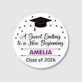 Personalized Graduation 2026 Stickers, Custom Class of 2026 Stickers, 2026 Graduation Labels, Round Graduation Party Favors, Gift Sticker