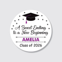 Personalized Graduation 2026 Stickers, Custom Class of 2026 Stickers, 2026 Graduation Labels, Round Graduation Party Favors, Gift Sticker
