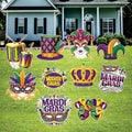 Mardi Gras Yard Sign Cutouts Set, Carnival Elements Lawn Decorations, Mardi Gras Outdoor Yard Signs with Stakes, Front Yard Decor