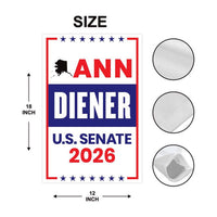 Ann Diener For Alaska Senate 2026 Garden Flag, Double Sided, 2026 Senate Flag, Elections Flag, Anti-Trump Sign, Race Red White & Blue Flag