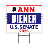 Ann Diener For Alaska Senate 2026 Yard Sign, Corrugated Plastic Senate Elections, Race Red White & Blue Yard Sign with Metal H-Stake