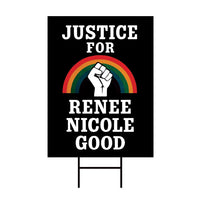 Justice For Renee Good Yard Sign, Abolish ICE Keep the Immigrants, Deport the Racists, Anti-Trump, Resist Fascism Sign with Metal H-Stake