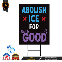 Abolish ICE Yard Sign, Keep the Immigrants, Deport the Racists Lawn Sign, Anti-Trump, Resist Fascism Yard Sign with Metal H-Stake