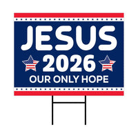 Jesus 2026 Yard Sign - Coroplast Visible Text Long Lasting Rust Free Jesus 2026 Sign with Metal H-Stake