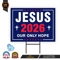 Jesus 2026 Yard Sign - Coroplast Visible Text Long Lasting Rust Free Jesus 2026 Sign with Metal H-Stake