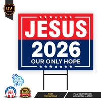 Jesus 2026 Yard Sign - Coroplast Visible Text Long Lasting Rust Free Jesus 2026 Sign with Metal H-Stake