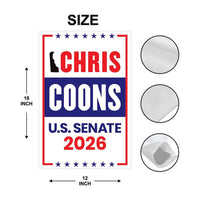 Chris Coons For Delaware Senate 2026 Garden Flag, Double Sided, 2026 Senate Flag, Elections Flag, Anti-Trump Sign, Race Red White Blue Flag