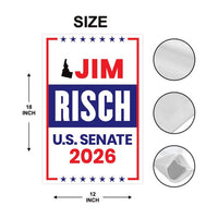 Jim Risch For Idaho Senate 2026 Garden Flag, Double Sided, 2026 Senate Flag, Elections Flag, Republican Sign, Race Red White & Blue Flag