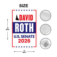 David Roth For Idaho Senate 2026 Garden Flag, Double Sided, 2026 Senate Flag, Elections Flag, Anti-Trump Sign, Race Red White & Blue Flag