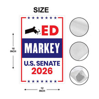 Ed Markey For Massachusetts Senate 2026 Garden Flag, Double Sided, 2026 Senate Flag, Elections Flag, Anti-Trump, Race Red White & Blue Flag