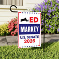 Ed Markey For Massachusetts Senate 2026 Garden Flag, Double Sided, 2026 Senate Flag, Elections Flag, Anti-Trump, Race Red White & Blue Flag
