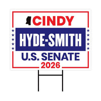 Cindy Hyde-Smith For Mississippi Senate 2026 Yard Sign, Corrugated Senate Elections, Race Red White & Blue Yard Sign with Metal H-Stake