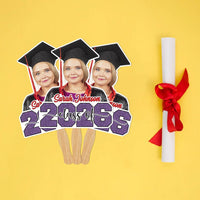 Custom Face Fans With Wooden Handle, Graduation Head, Grad Face Fans, Class of 2026 Head Fans, Graduation Faces on a Stick