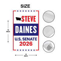 Steve Daines For Montana Senate 2026 Garden Flag, Double Sided, 2026 Senate Flag, Elections Flag, Republic Sign, Race Red White & Blue Flag