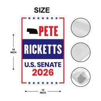 Pete Ricketts For Nebraska Senate 2026 Garden Flag, Double Sided, 2026 Senate Flag, Elections Flag, Republican, Race Red White & Blue Flag
