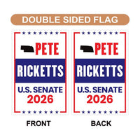Pete Ricketts For Nebraska Senate 2026 Garden Flag, Double Sided, 2026 Senate Flag, Elections Flag, Republican, Race Red White & Blue Flag
