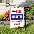 Pete Ricketts For Nebraska Senate 2026 Garden Flag, Double Sided, 2026 Senate Flag, Elections Flag, Republican, Race Red White & Blue Flag