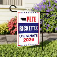 Pete Ricketts For Nebraska Senate 2026 Garden Flag, Double Sided, 2026 Senate Flag, Elections Flag, Republican, Race Red White & Blue Flag