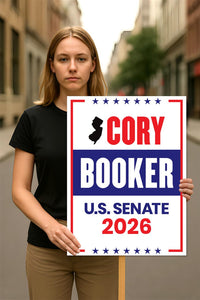 Cory Booker For New Jersey Senate 2026 Election Sign, Anti-Trump, Political Campaign Sign, Senate Election 2026 Race Poster Sign