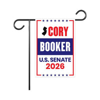 Cory Booker For New Jersey Senate 2026 Garden Flag, Double Sided, 2026 Senate Flag, Elections Flag, Anti-Trump, Race Red White & Blue Flag