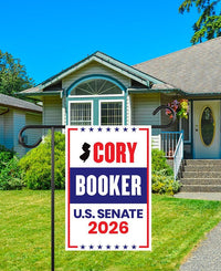 Cory Booker For New Jersey Senate 2026 Garden Flag, Double Sided, 2026 Senate Flag, Elections Flag, Anti-Trump, Race Red White & Blue Flag