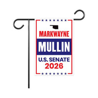 Markwayne Mullin For Oklahoma Senate 2026 Garden Flag, Double Sided, 2026 Senate Flag, Elections Flag, Race Red White & Blue Flag