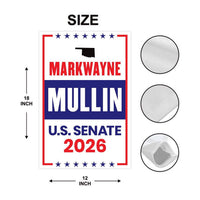 Markwayne Mullin For Oklahoma Senate 2026 Garden Flag, Double Sided, 2026 Senate Flag, Elections Flag, Race Red White & Blue Flag