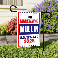 Markwayne Mullin For Oklahoma Senate 2026 Garden Flag, Double Sided, 2026 Senate Flag, Elections Flag, Race Red White & Blue Flag