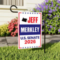 Jeff Merkley For Oregon Senate 2026 Garden Flag, Double Sided, 2026 Senate Flag, Elections Flag, Anti-Trump Sign, Race Red White & Blue Flag