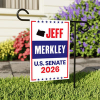 Jeff Merkley For Oregon Senate 2026 Garden Flag, Double Sided, 2026 Senate Flag, Elections Flag, Anti-Trump Sign, Race Red White & Blue Flag