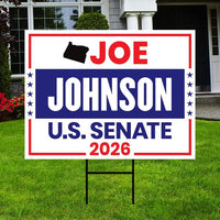 Joe Johnson For Oregon Senate 2026 Yard Sign, Corrugated Plastic Senate Elections, Race Red White & Blue Yard Sign with Metal H-Stake