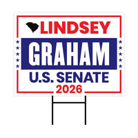 Lindsey Graham For South Carolina Senate 2026 Yard Sign, Corrugated Senate Elections, Race Red White & Blue Yard Sign with Metal H-Stake