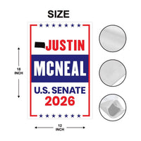 Justin McNeal For South Dakota Senate 2026 Garden Flag, Double Sided, 2026 Senate Flag, Elections Flag, Race Red White & Blue Flag
