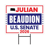 Julian Beaudion For South Dakota Senate 2026 Yard Sign, Corrugated Senate Elections, Race Red White & Blue Yard Sign with Metal H-Stake