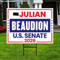 Julian Beaudion For South Dakota Senate 2026 Yard Sign, Corrugated Senate Elections, Race Red White & Blue Yard Sign with Metal H-Stake