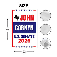 John Cornyn For Texas Senate 2026 Garden Flag, Double Sided, 2026 Senate Flag, Elections Flag, Republican Sign, Race Red White & Blue Flag